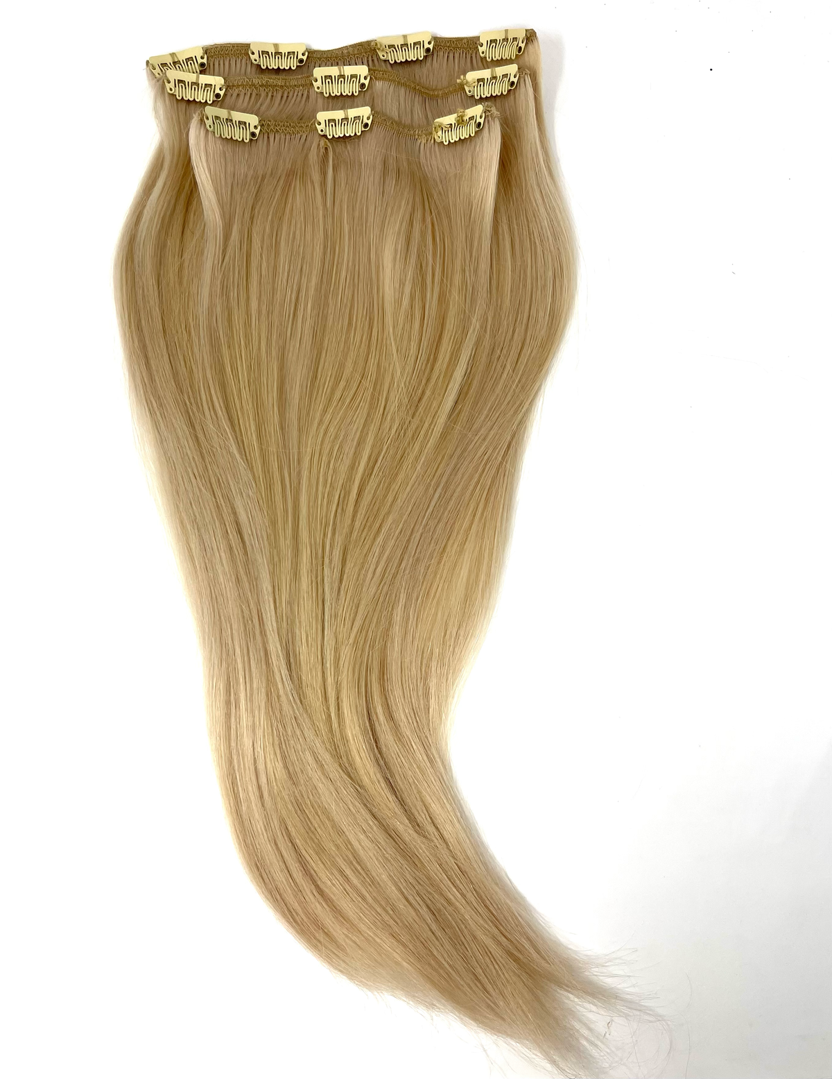Straight blonde clip-in extension wefts