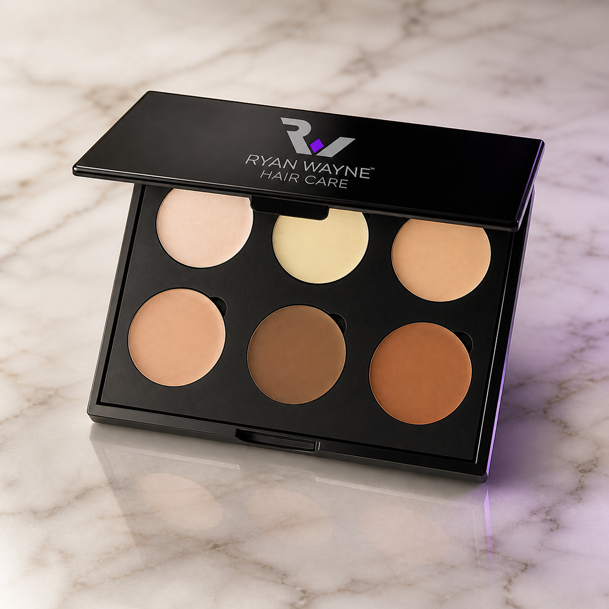Ryan Wayne Ivory 6-Well Cream Contour and Highlight Palette on white marble