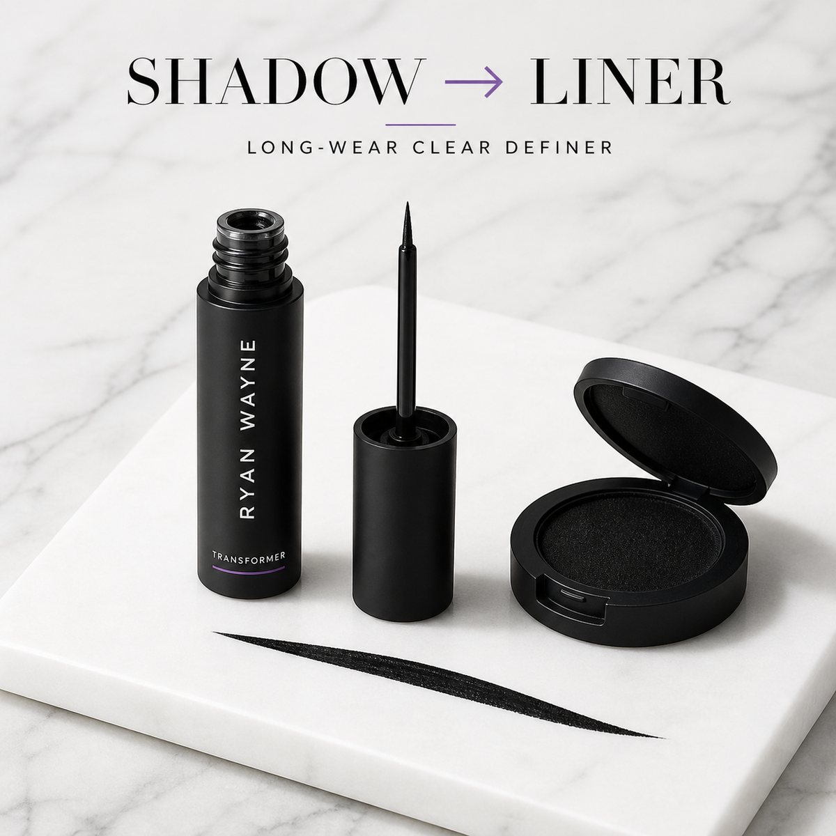 Ryan Wayne Transformer clear definer with fine-tip applicator, eyeshadow, and liner stroke